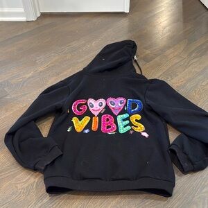 Lola and the Boys Women’s size Medium Good Vibes Zip up Sweatshirt